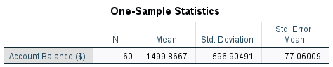 SPSS one-sample statistics